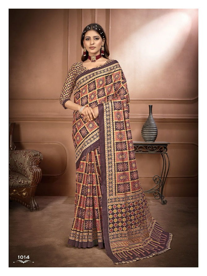 Smc Ajarakh Block Printed Cotton Daily Wear Sarees Wholesale Market In Surat
